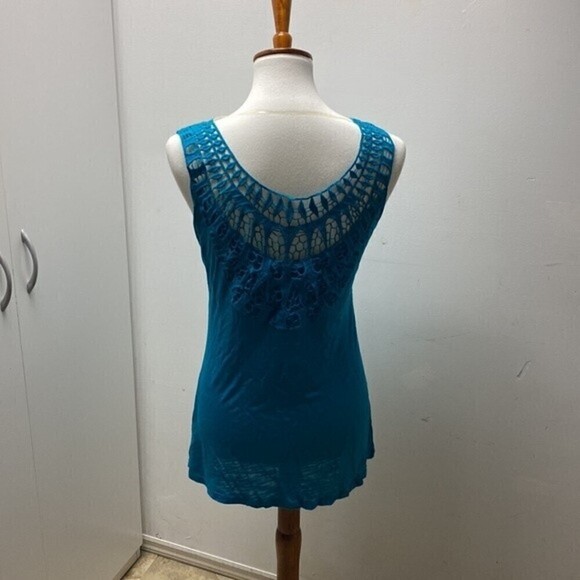 Cable & Gauge Crochet Tank - Deep Aqua - Picture 4 of 8